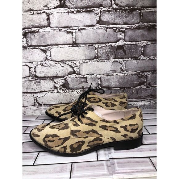 Penelope And Coco Leopard Print Suede Leather Oxfords Shoes Women Sz 10M US/41EU - Picture 16 of 16